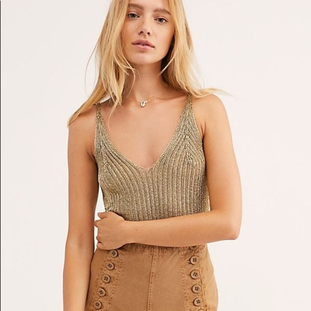 Free People Metallic Knit Bodysuit